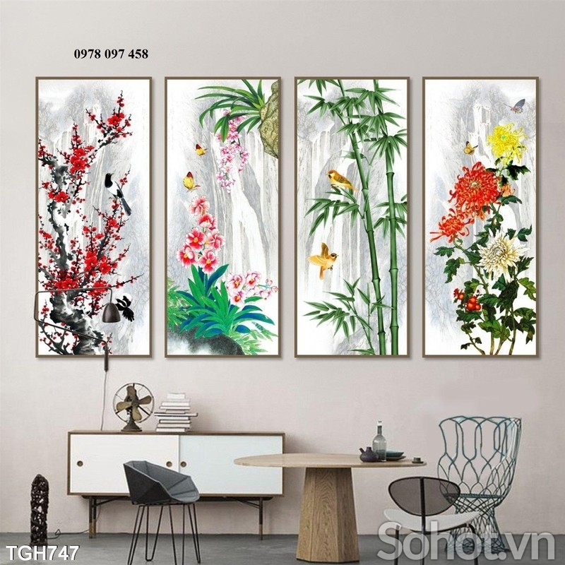 Phòng khách đep ốp tranh gạch men