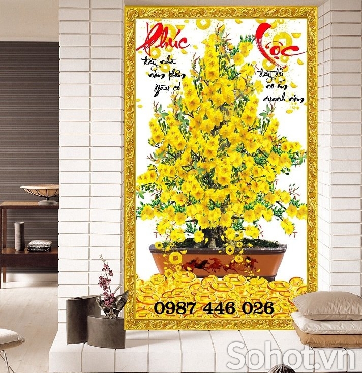 Tranh cây vàng- gạch tranh 3d
