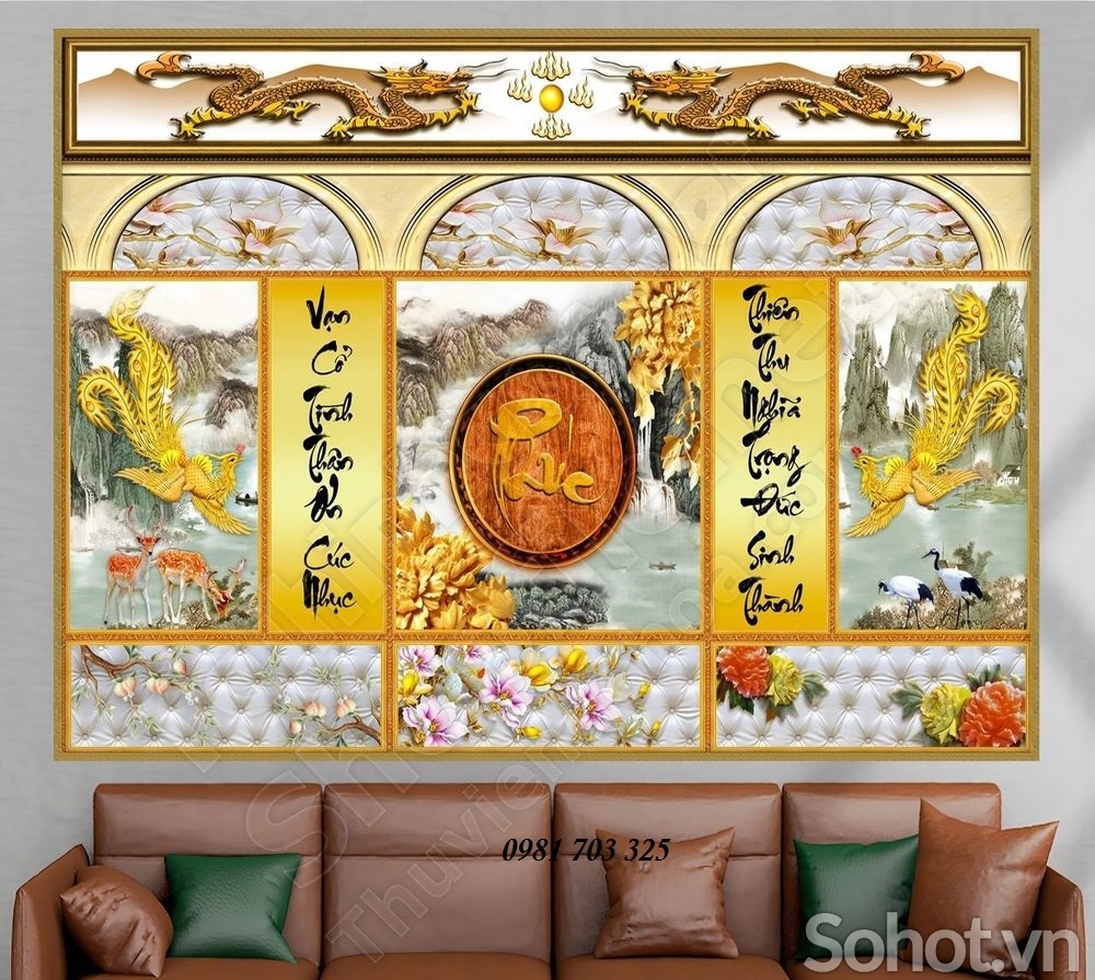 tranh gạch 3D, gạch tranh phòng thờ