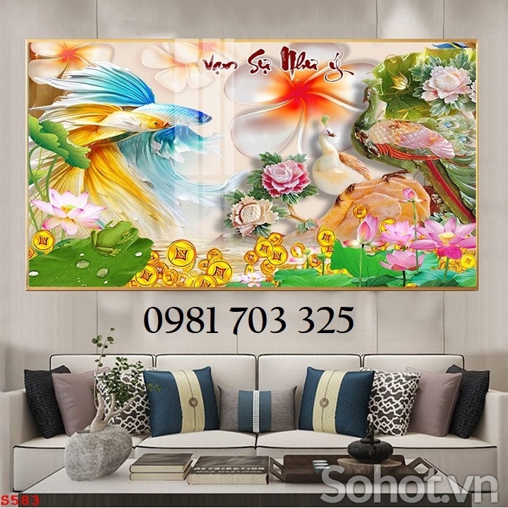 Tranh gạch cá chép 3D đẹp