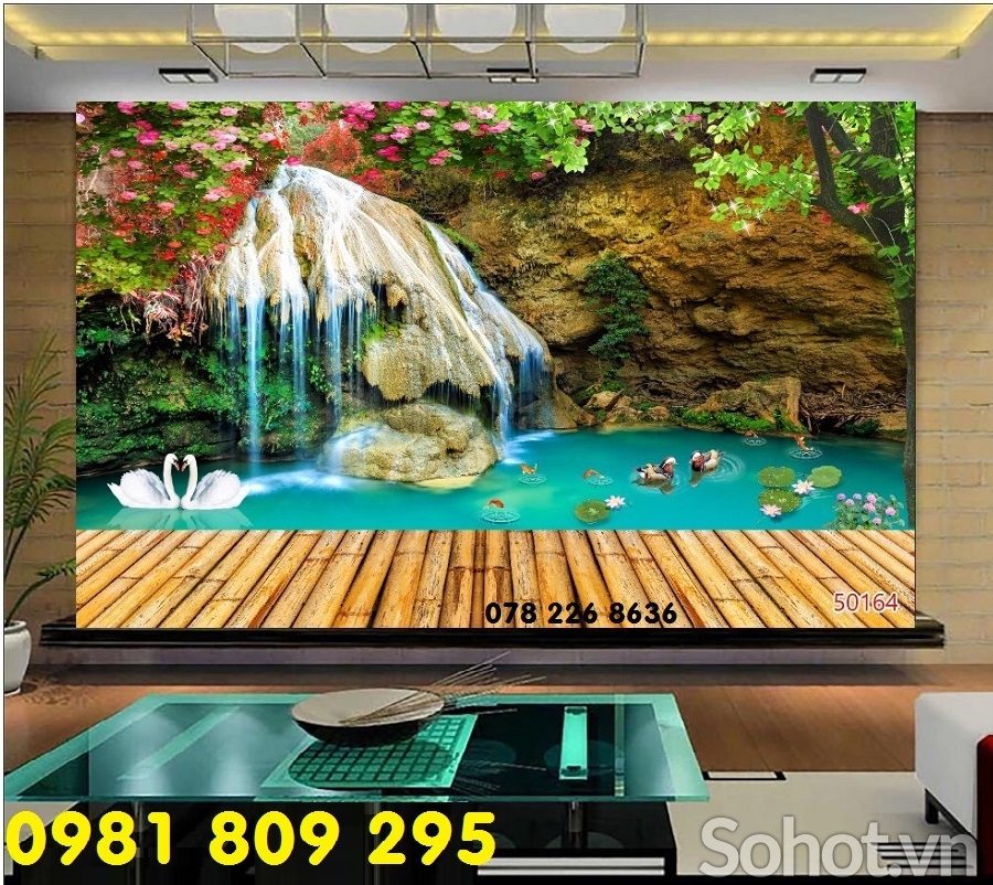 Tranh thác nước 3d - gạch trang trí
