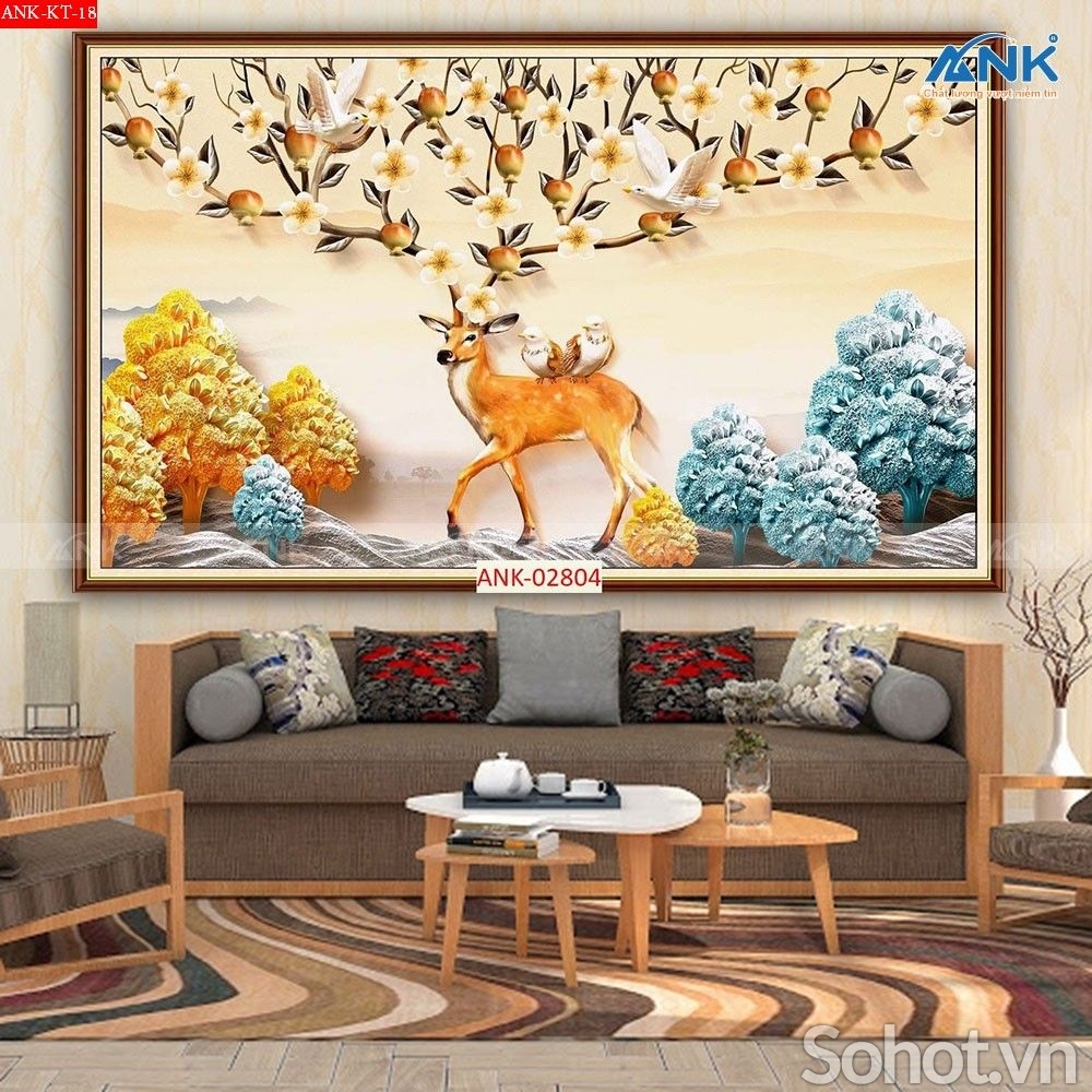 Tranh cây kim tiền phong thủy - tranh gạch 3d ốp tường - 96D