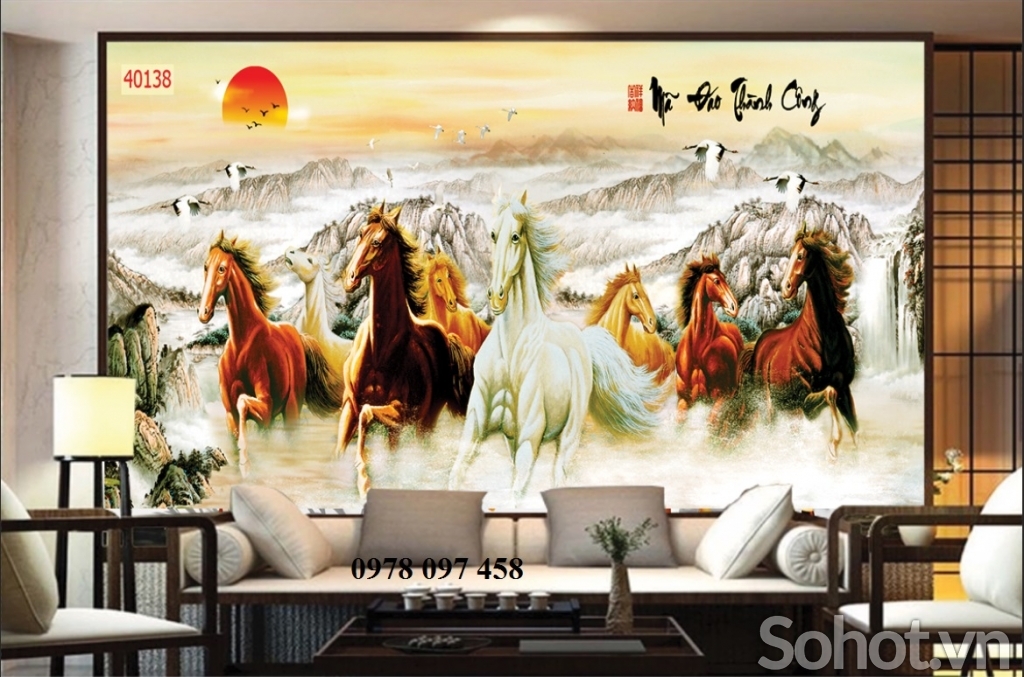 Tranh gạch 3D - tranh 8 con ngựa