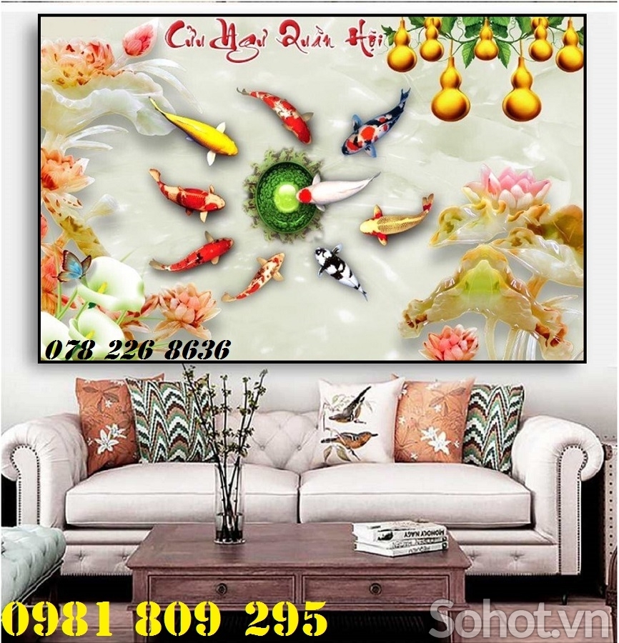 gạch tranh 3d cửa ngưa , gạch tranh cá chép 3d