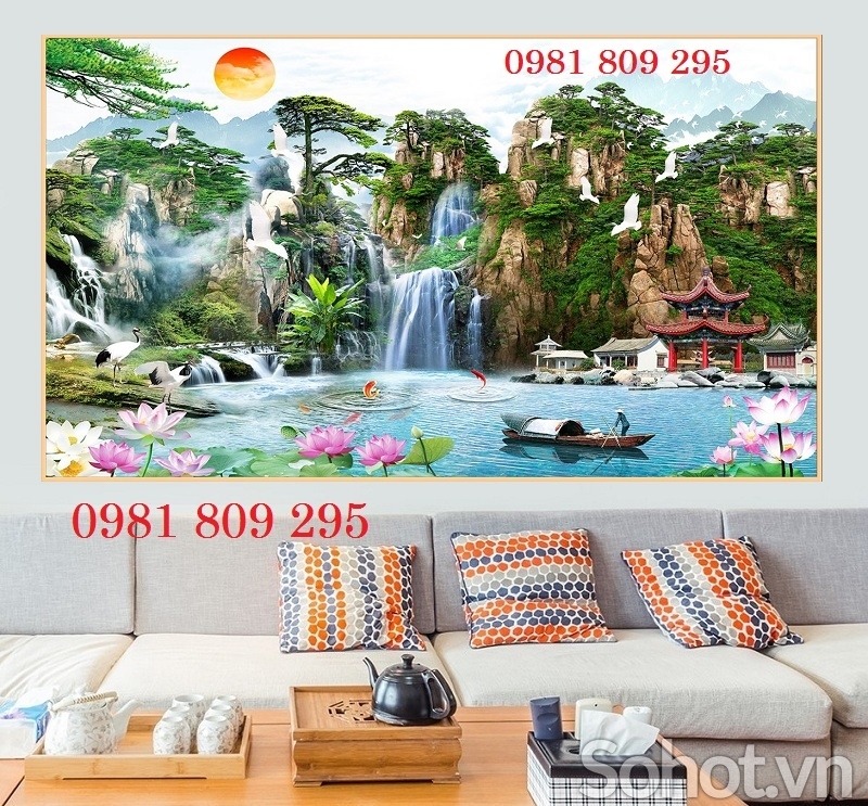 Tranh gạch thác nước , gạch 3d