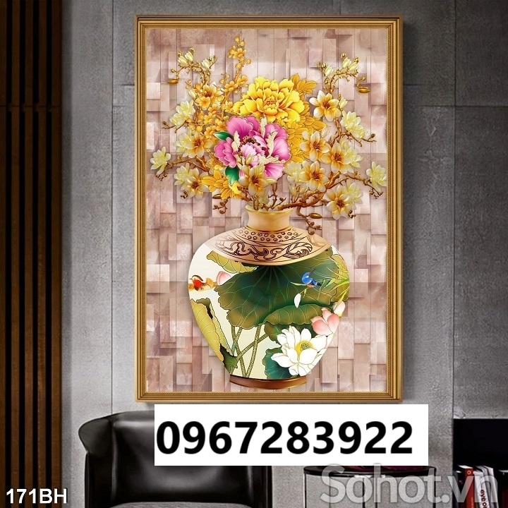 Tranh gạch đẹp 3d bình hoa