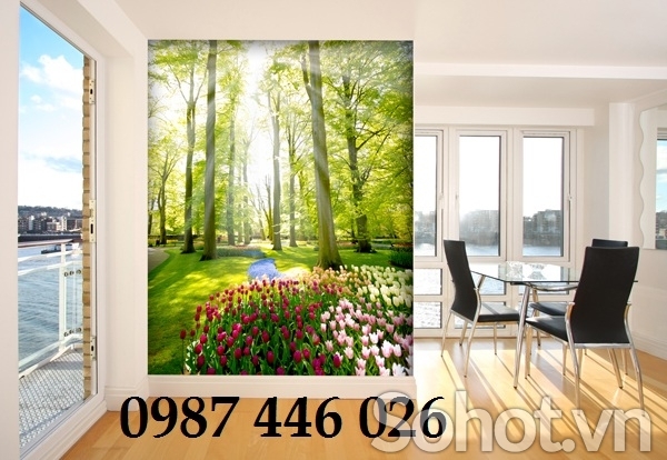 Tranh gạch men vườn hoa tuylip