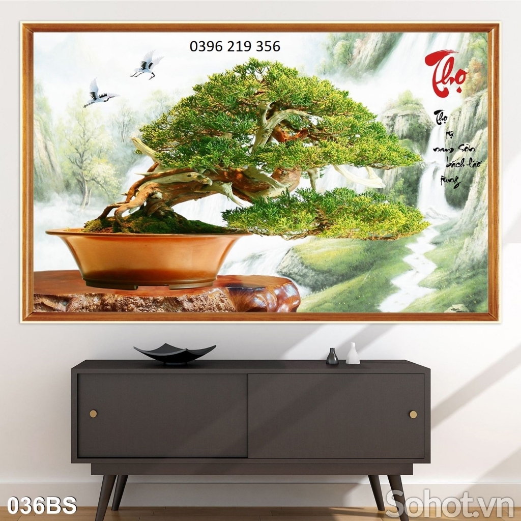 Tranh gạch trang trí phòng khách - Tranh Cây Bonsai