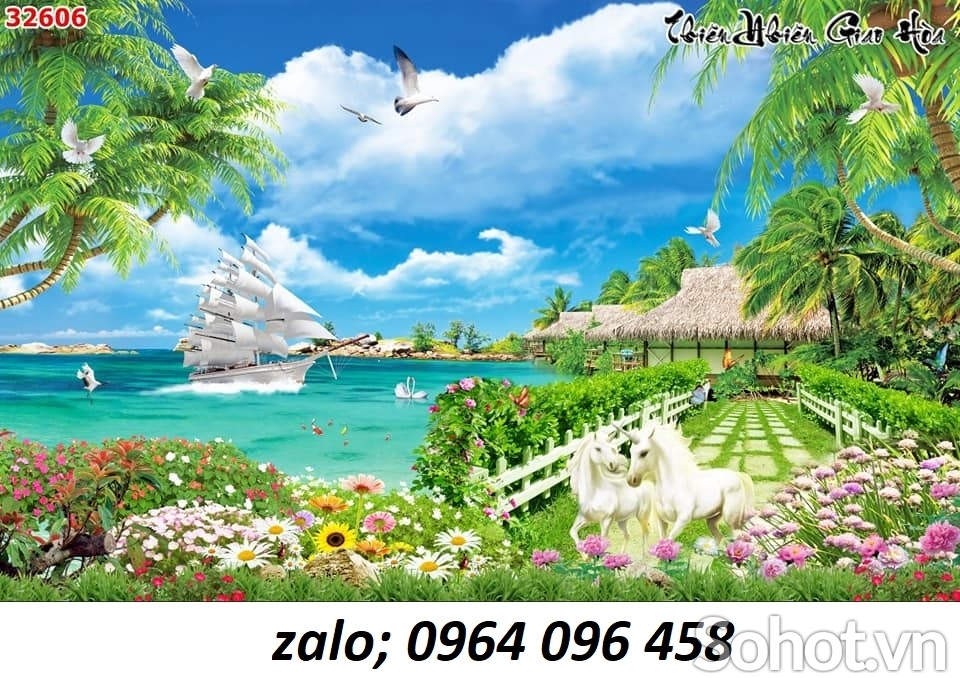 Tranh gạch men 3d thuyền buồm - DSC74