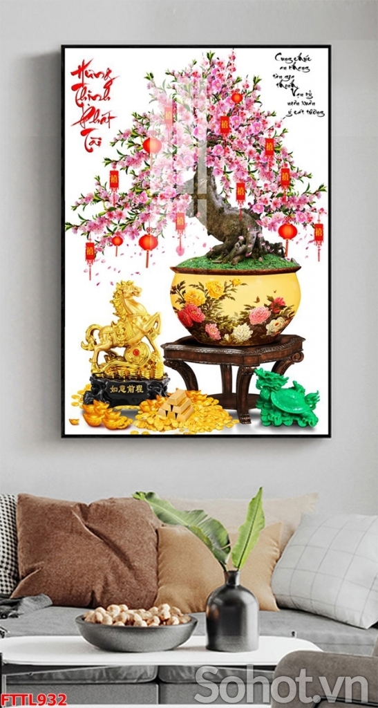 Tranh gạch hoa đào 3D