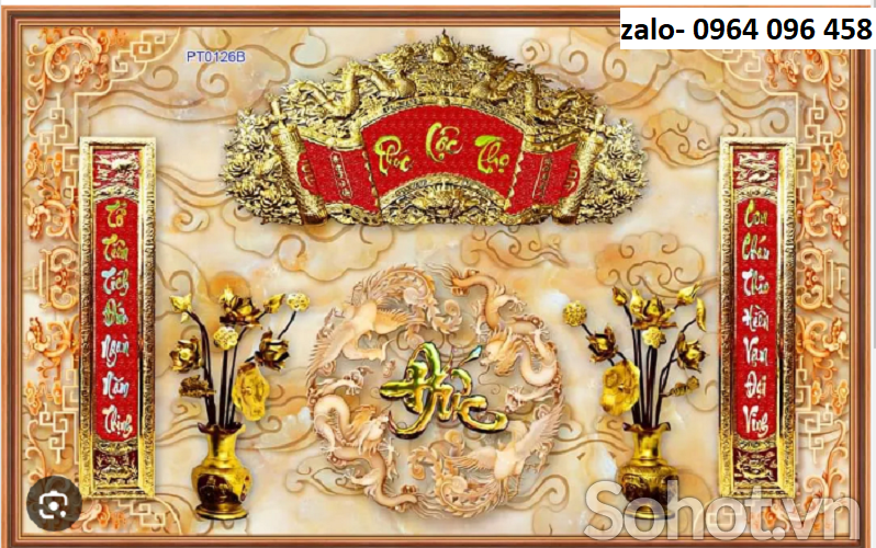 Tranh gạch 3d bàn thờ gia tiên - KJHG66