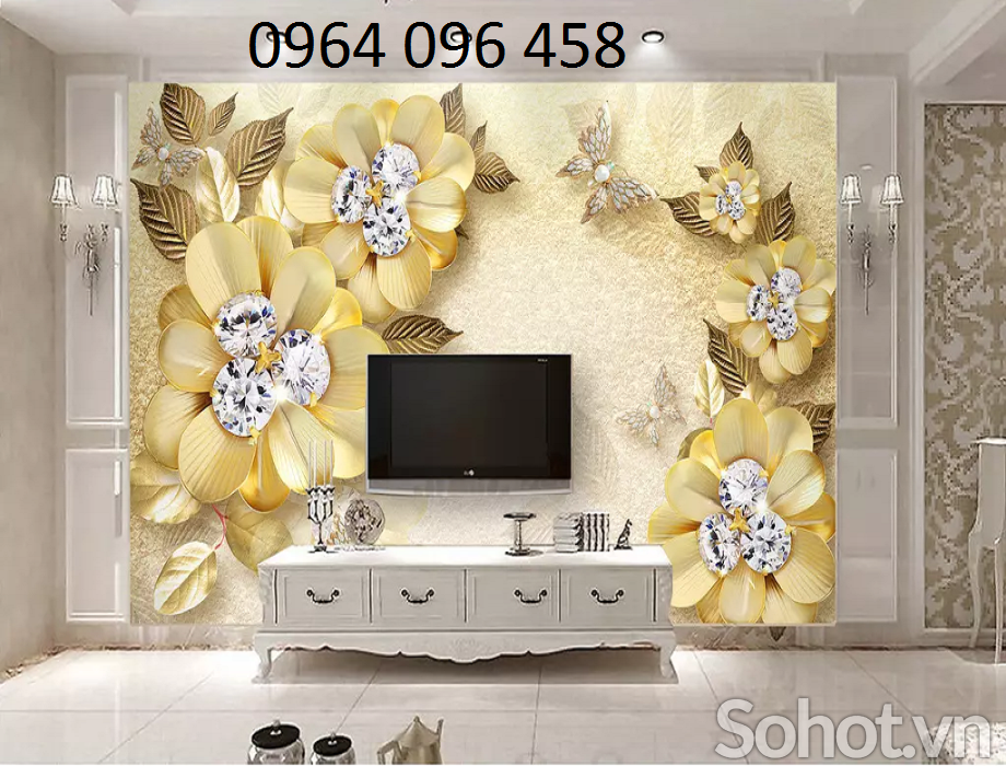 Tranh gạch 3d ốp tường phòng khách đẹp - LNB65