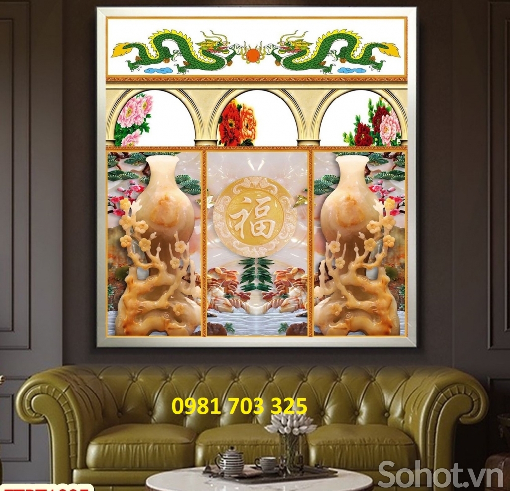 tranh gạch 3D ốp tường, tranh phòng thờ