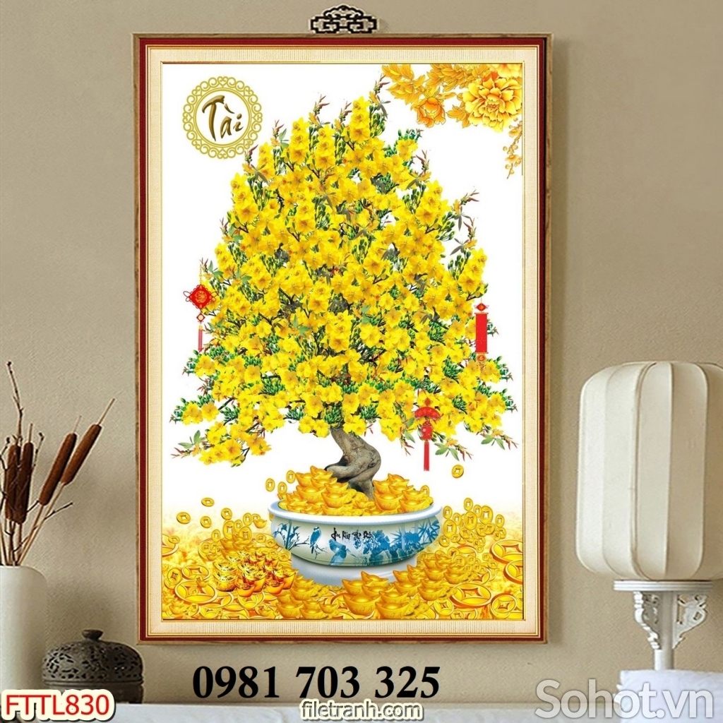 Tranh hoa mai trang trí tường, gạch tranh