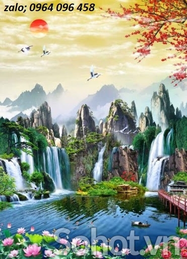 Tranh gạch phong cảnh khổ đứng 3d - KCN32