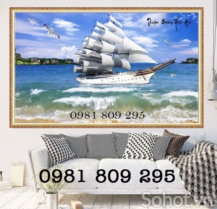 Tranh gạch men thuyền buồm xuôi gió HP3423