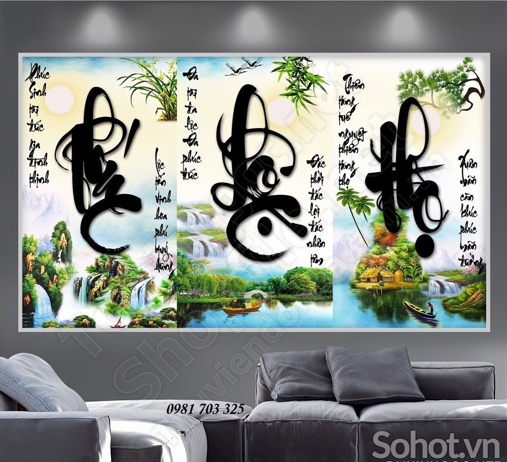 Tranh phúc lộc thọ- gạch tranh 3D ốp tường