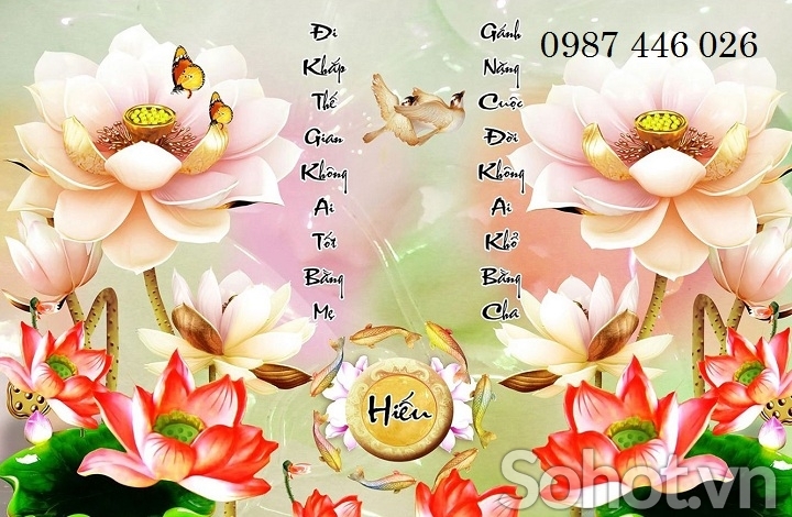 Gạch tranh hoa sen 3d đẹp HP9833