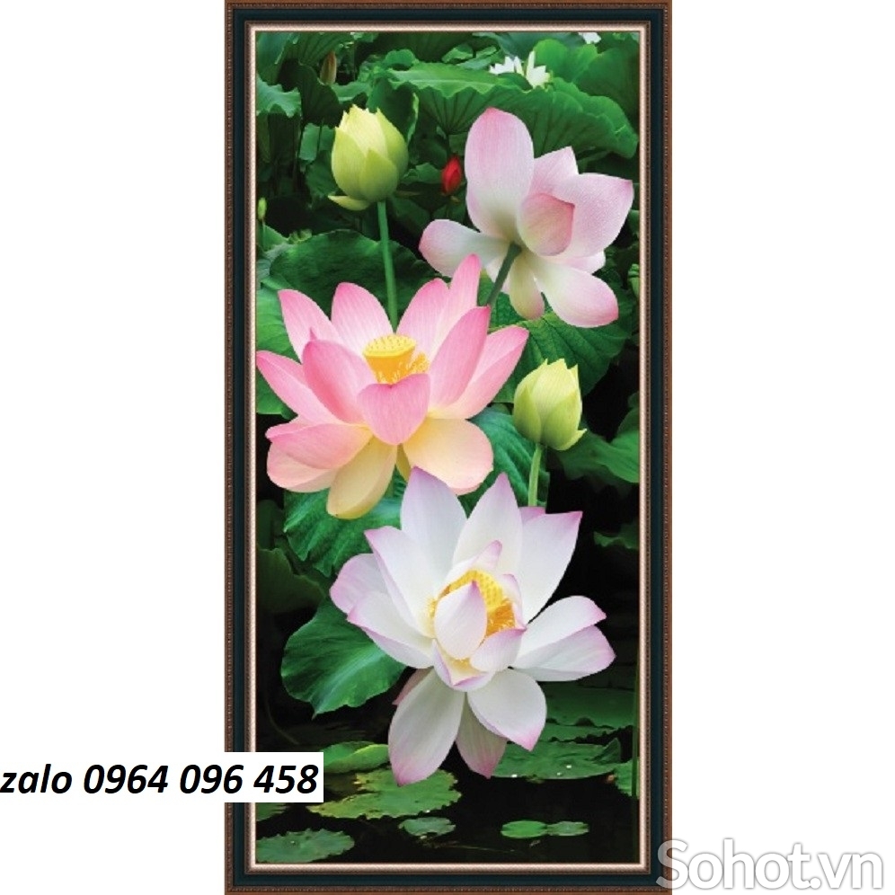 Tranh gạch 3d hoa sen - gạch tranh 3d hoa sen - KHF44