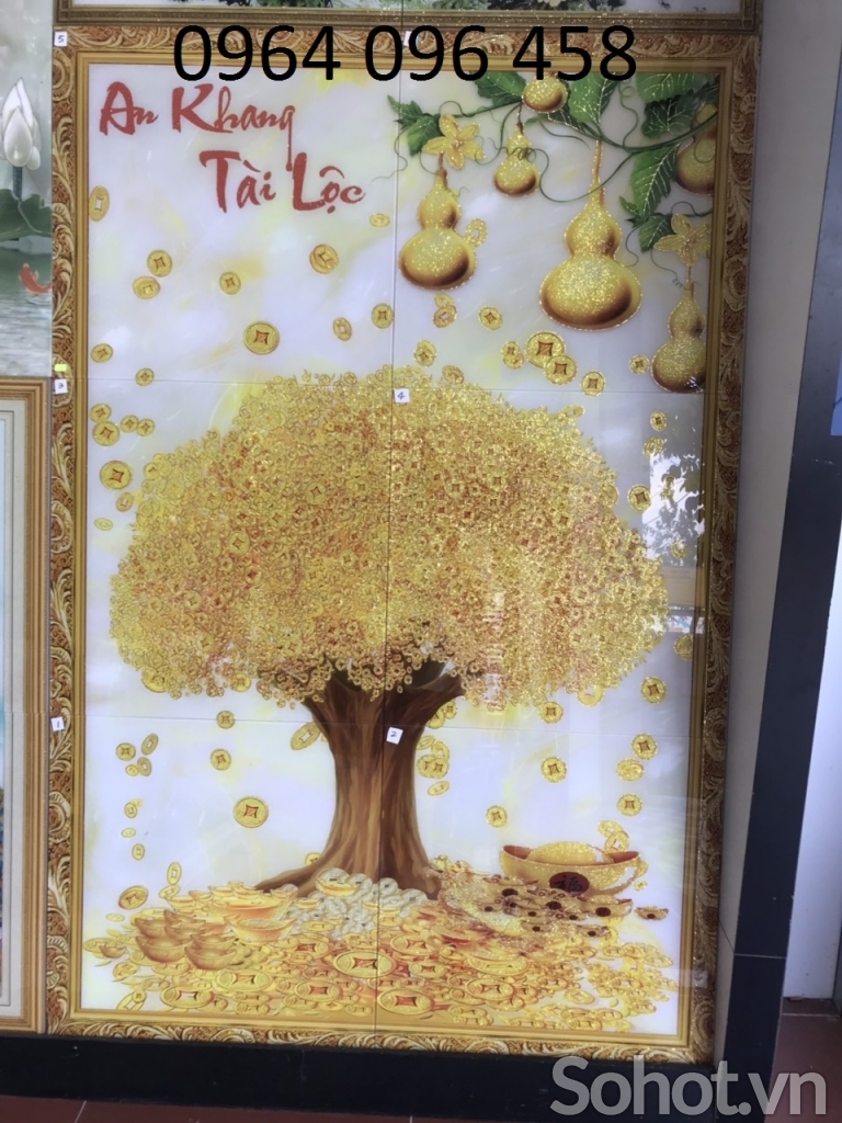 Tranh 3d cây kim tiền - tranh gạch 3d ốp tường - 699CM