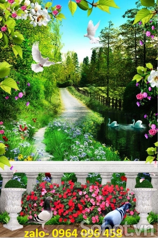 Tranh gạch 3d ốp tường phong cảnh - HNNB88