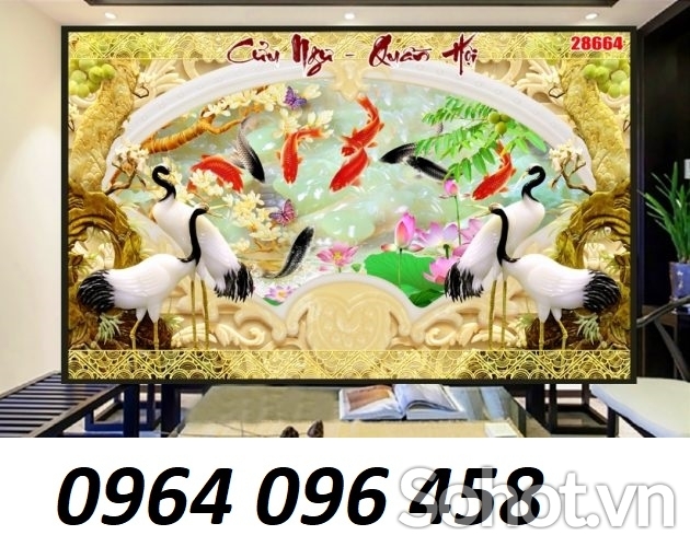 Tranh gạch 3d cửu ngư quần hội - DCBBN8