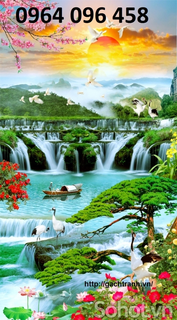 Tranh gạch men 3d ốp tường phong cảnh khổ đứng - CXV54