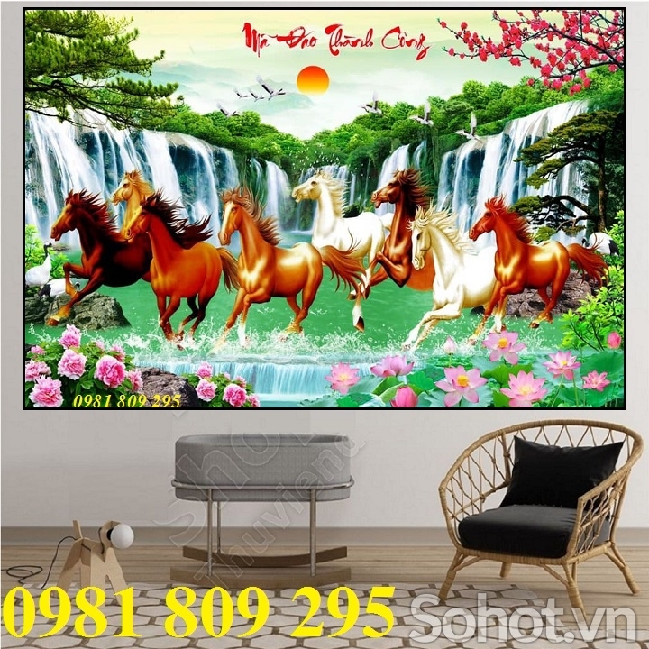 Gạch tranh mã đáo thành công - tranh gạch 3d ngựa HFG8