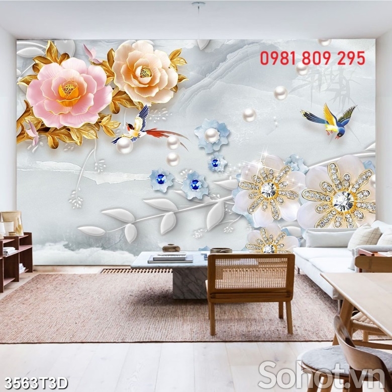 Tranh gạch men , gạch 3d hoa ngọc
