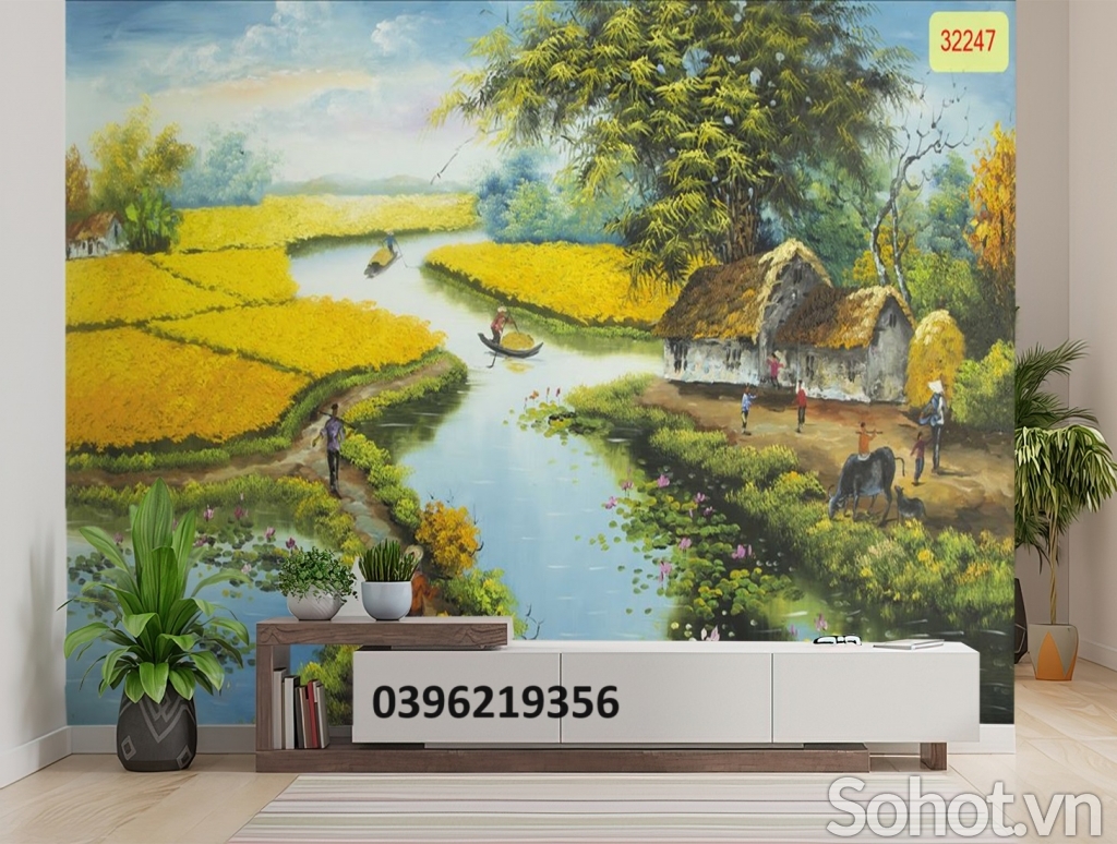 Tranh gạch đồng quê 3D trang trí nhà