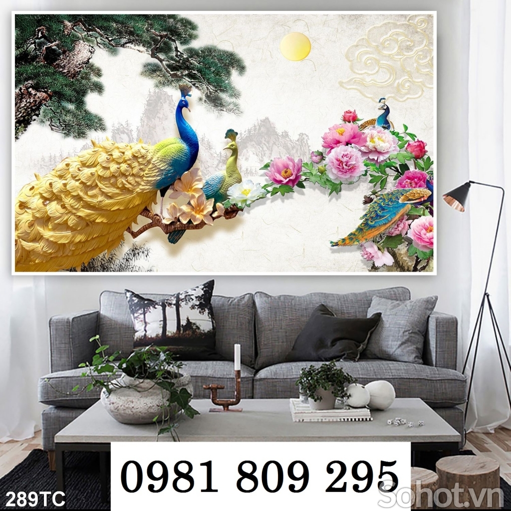 Gạch tranh chim công khổ dọc JHG9