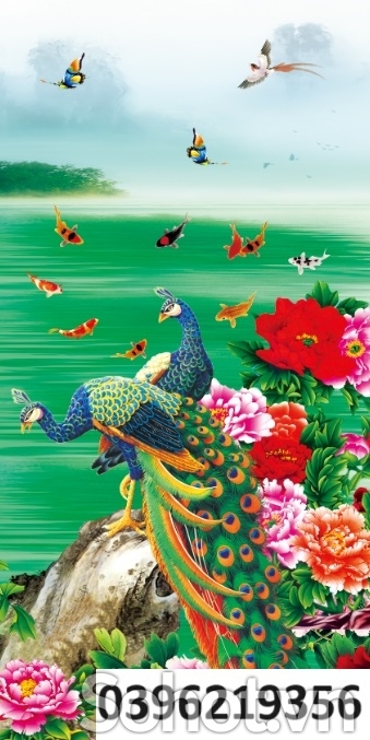 Tranh đẹp 3D chim công khổ đứng