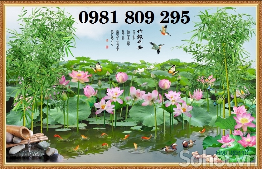 tranh 3d hoa sen , tranh gạch 3d , gạch tranh