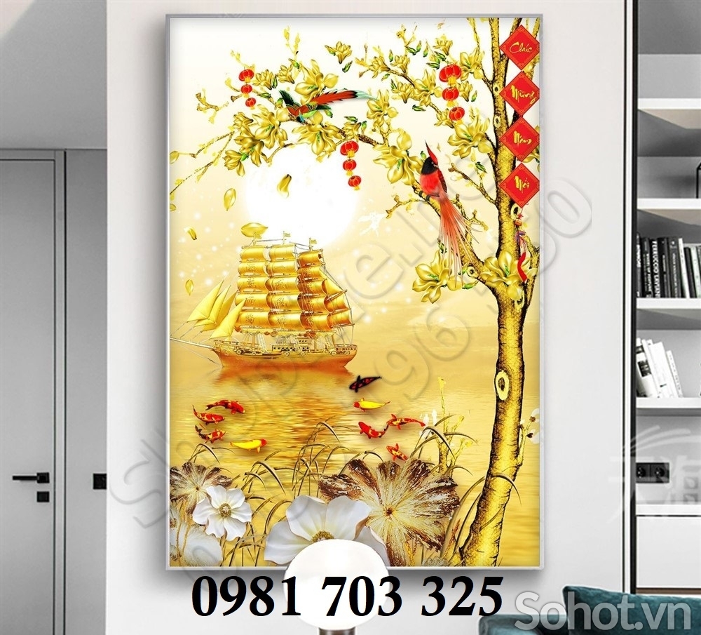 Tranh gạch kim tiền tài lộc 3D