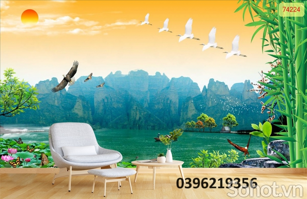 Tranh gạch men tre trúc đẹp