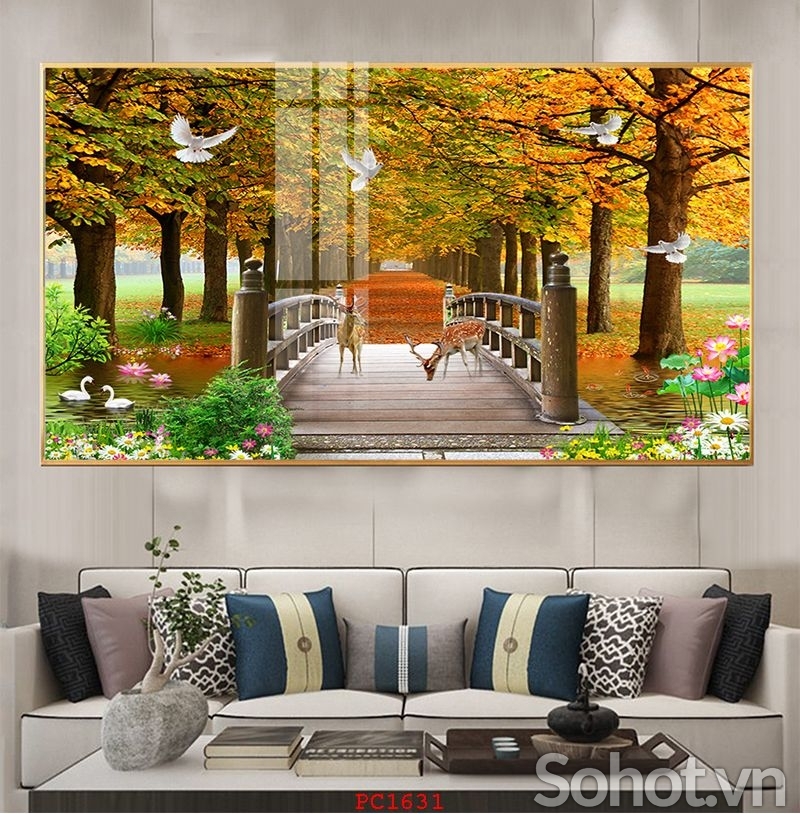 Tranh gạch 3D phong cảnh mùa thu