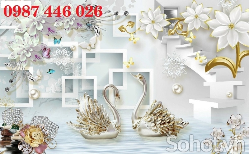 Gạch tranh hoa 3d ốp tường HP2743