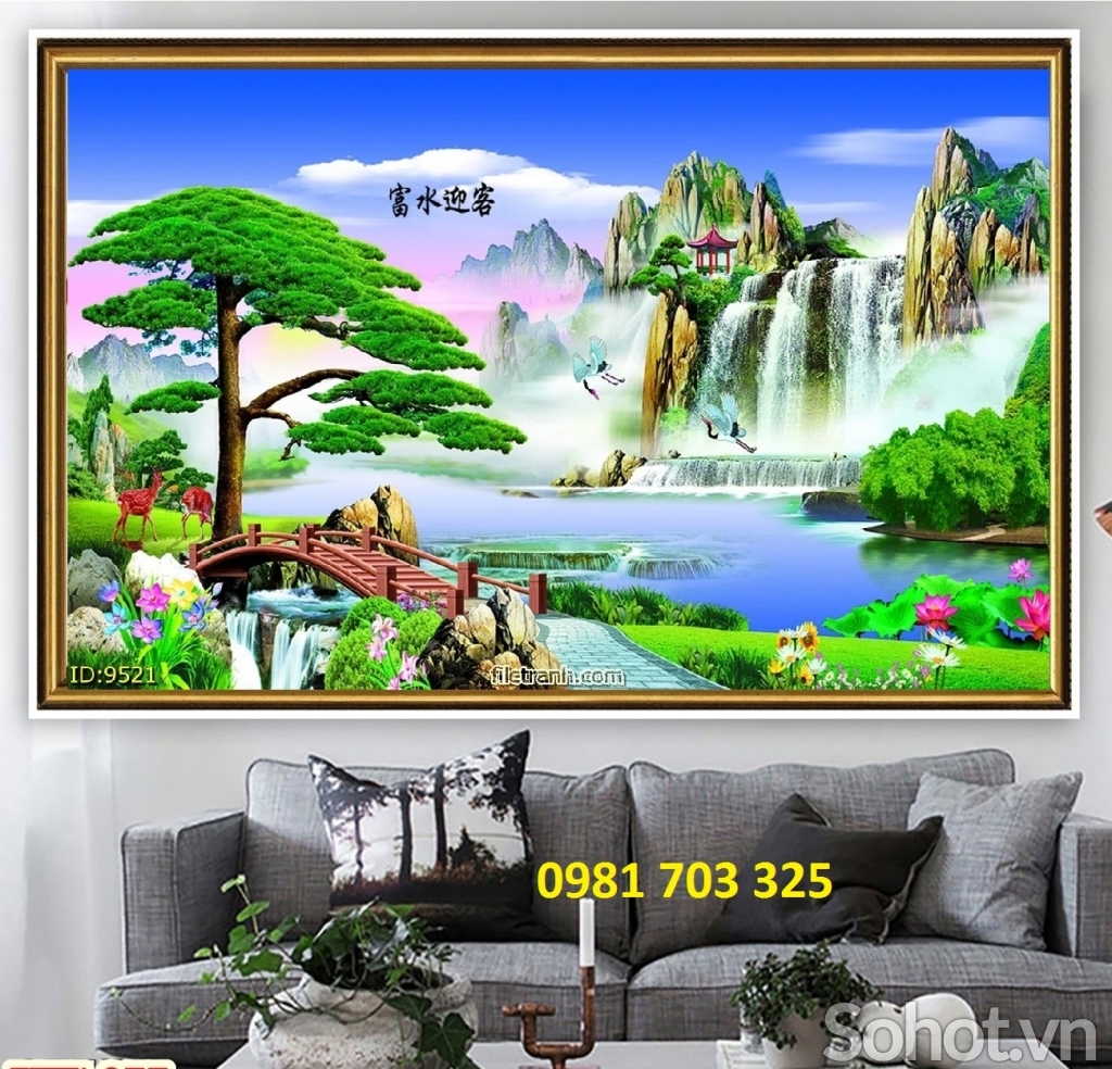 tranh 3D phong cảnh trang trí phòng khách