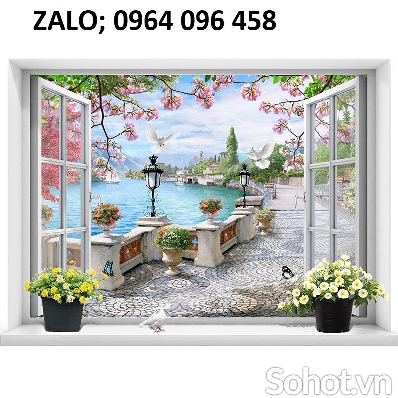Tranh gạch 3d ốp tường cửa sổ - 256XC