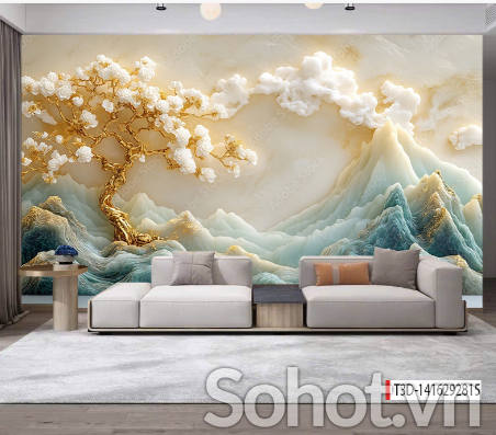 Tranh gạch trang trí phòng khách 3d - MXV43