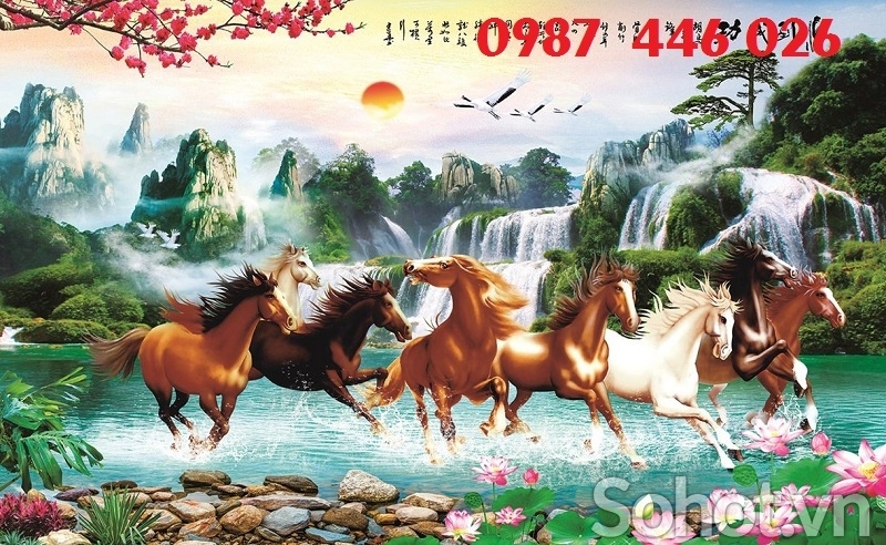 Gach ốp tường tranh mã đáo thành công HP9723