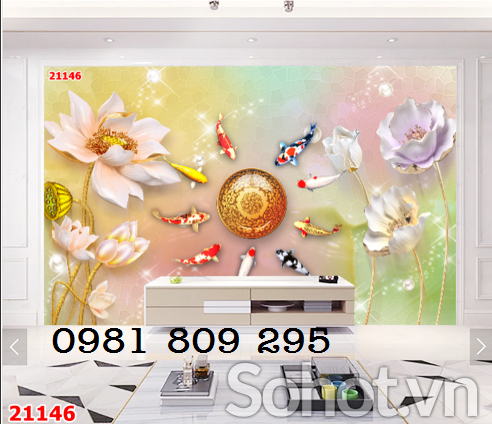 Mẫu tranh gạch - gạch tranh 3d hoa sen