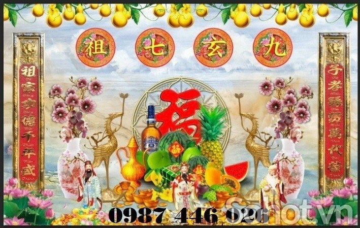 Tranh gạch men phòng thờ Ho6882