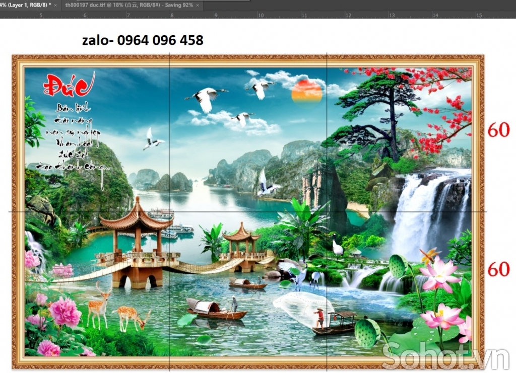 Tranh gạch 3d phong thủy hút tài lộc - LXDC3