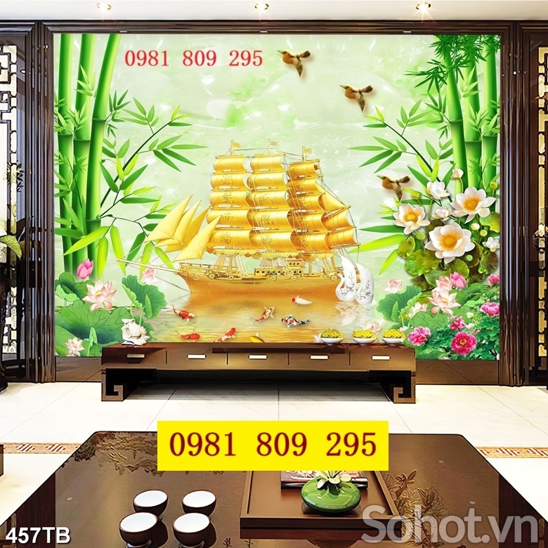 Tranh gạch 3D thuyền buồm GH888