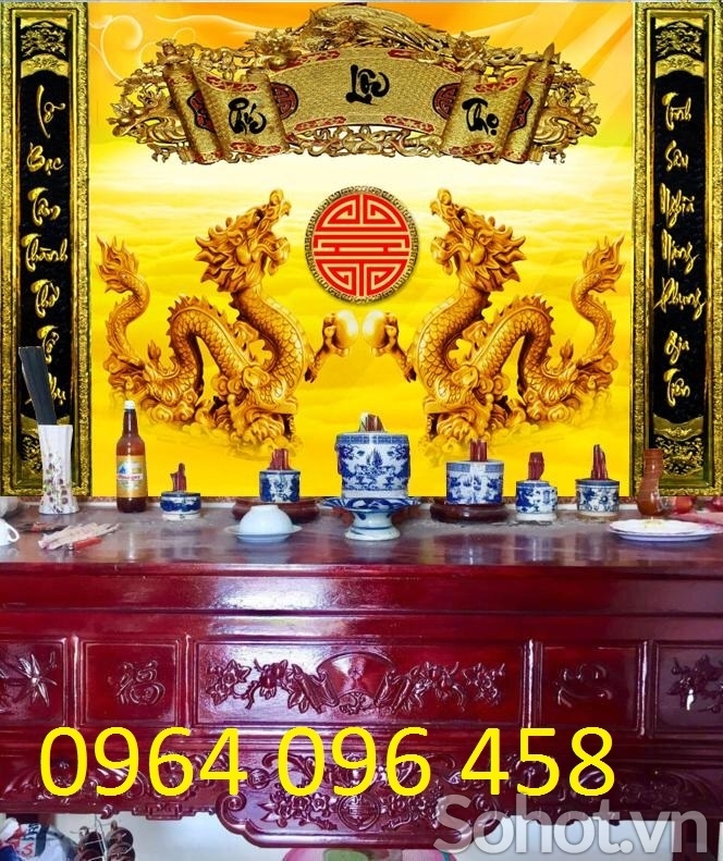 Tranh gạch 3d câu đối phòng thờ - 54CN