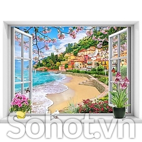 Tranh gạch ốp tường 3d cửa sổ - JDCX44