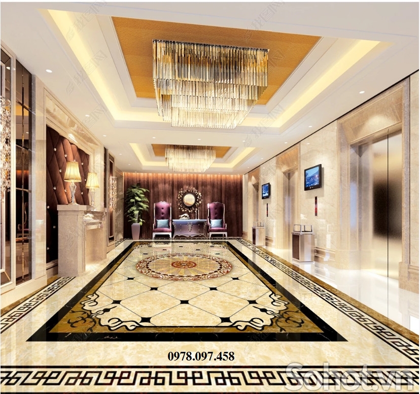 Thảm phòng khách - gạch men 3D