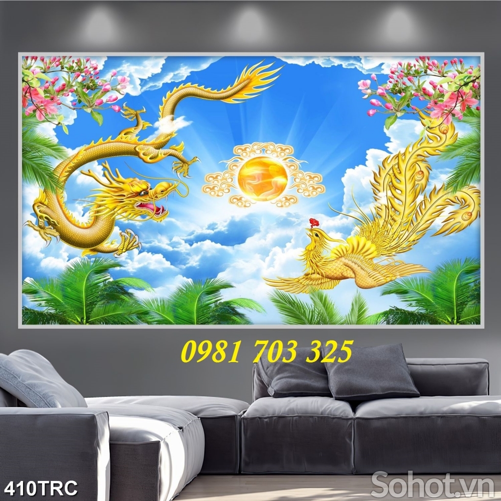 Gạch tranh phong thủy- tranh long pụng sum vầy