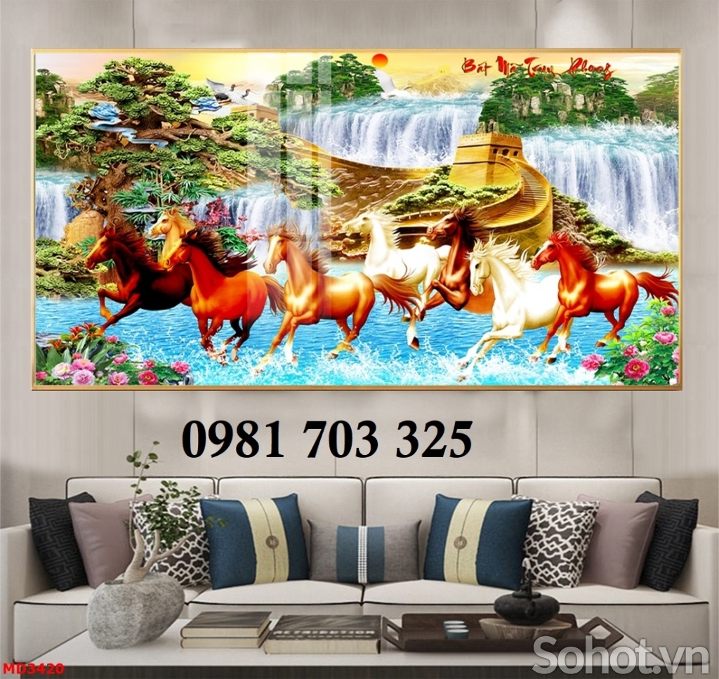 Tranh gạch mã đáo thành công đẹp